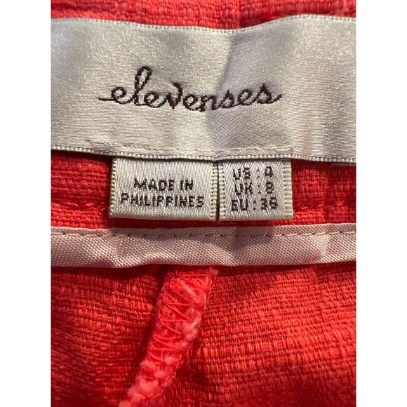 Elevenses Women’s Mid Rise Flat Front Side Zip Casual Chino Shorts Size 4 Orange - Picture 3 of 3